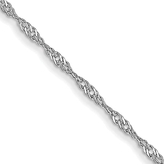 18 Inch 10K White Gold 1mm Carded Singapore Chain Necklace