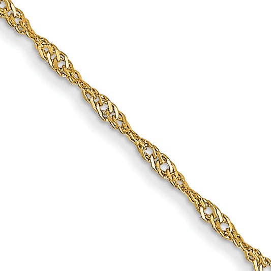 2 Inch 10K Yellow Gold 1mm Carded Singapore Chain Necklace