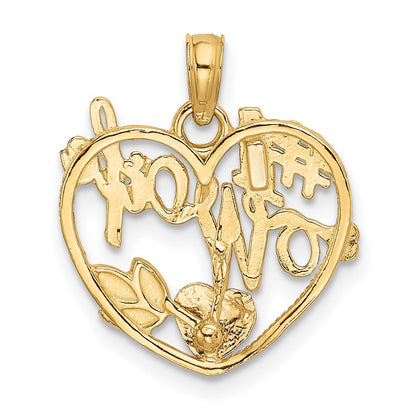 10K Two-Tone #1 Wife Heart Pendant