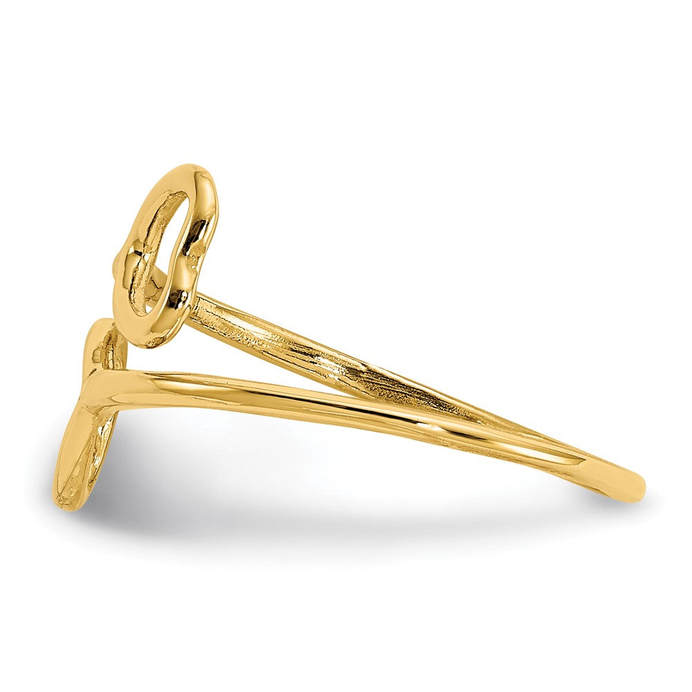 10K Yellow Gold 10K Double Heart Toe Ring
