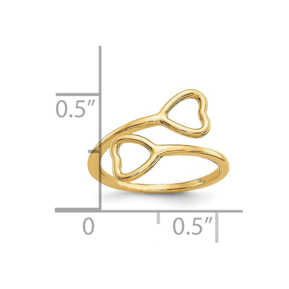10K Yellow Gold 10K Double Heart Toe Ring