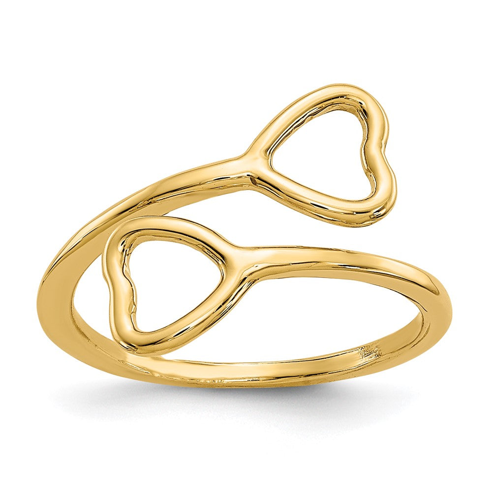 10K Yellow Gold 10K Double Heart Toe Ring