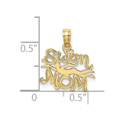 10K Yellow Gold 10K Swim Mom W/Swimmer Charm