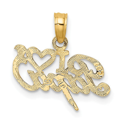 10K Yellow Gold I Heart Papa Charm