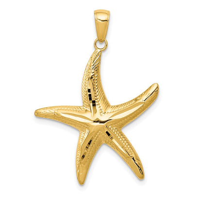 10K Yellow Gold 10K Diamond-Cut Starfish Pendant