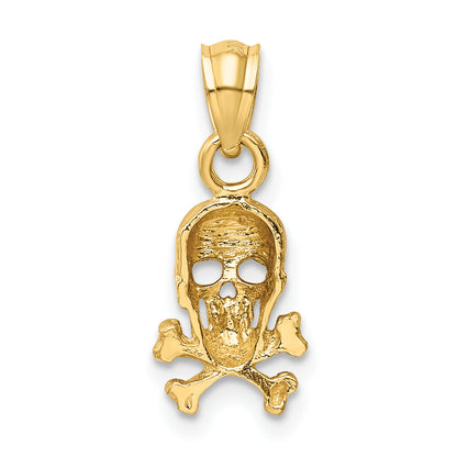 10K Yellow Gold 10K Skull And Cross Bones Pendant