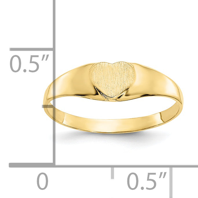 10K Yellow Gold Satin Child'S Heart Signet Ring