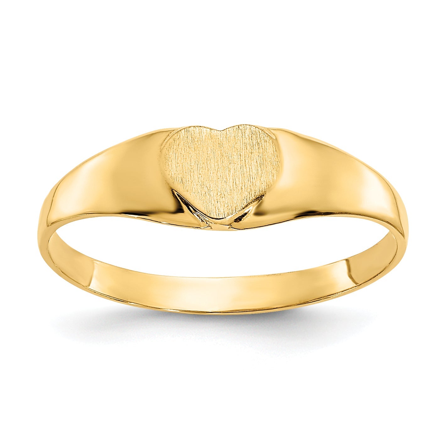 10K Yellow Gold Satin Child'S Heart Signet Ring