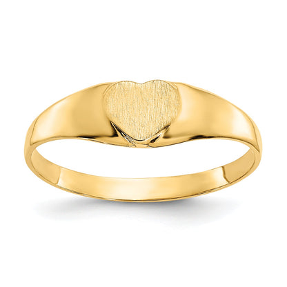 10K Yellow Gold Satin Child'S Heart Signet Ring