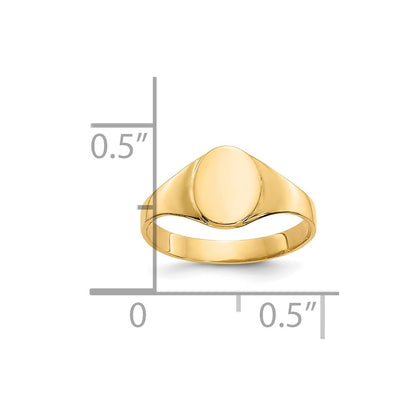 10K Yellow Gold High Polished Oval Baby Signet Ring