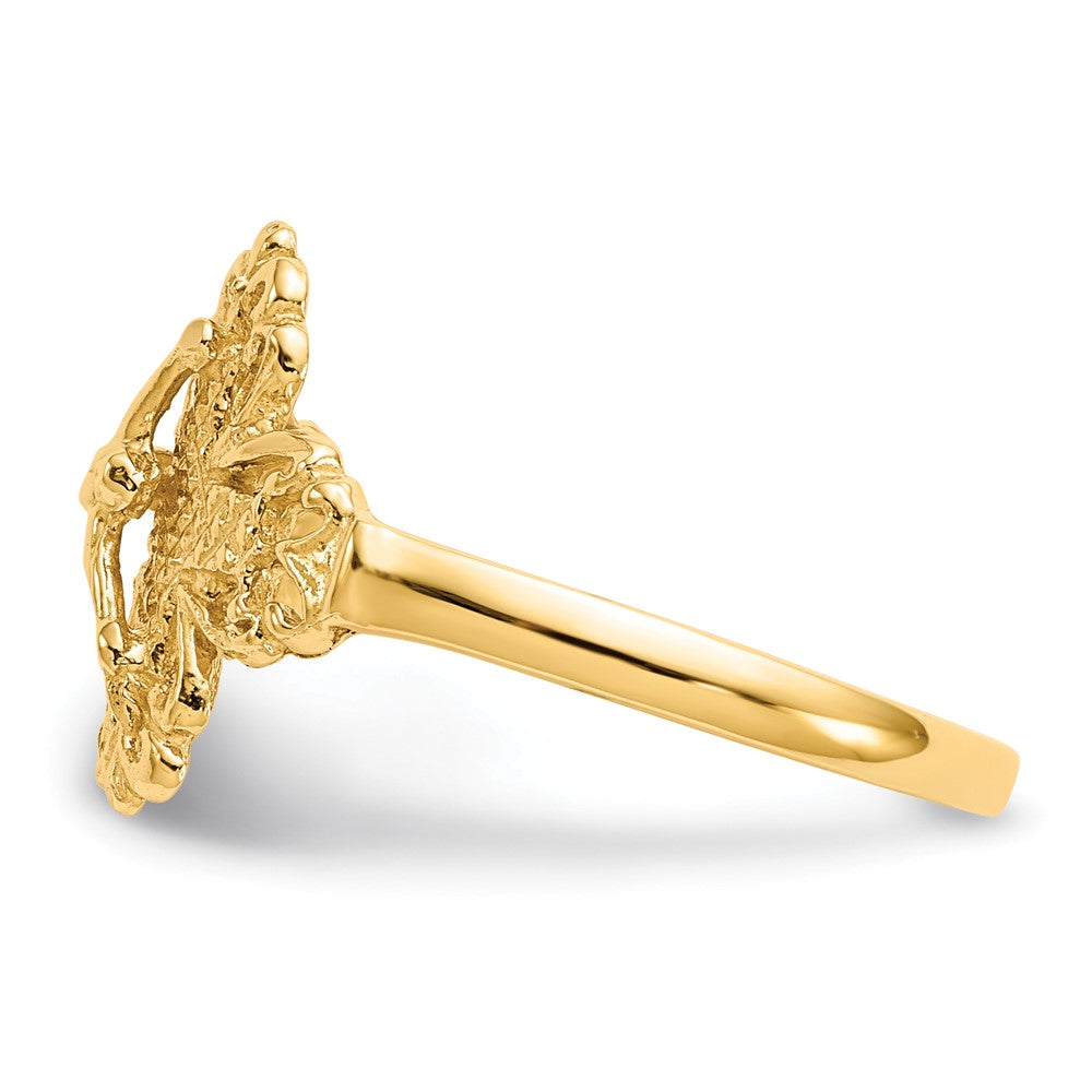 10K Yellow Gold 10K Diamond Cut Crucifix Ring