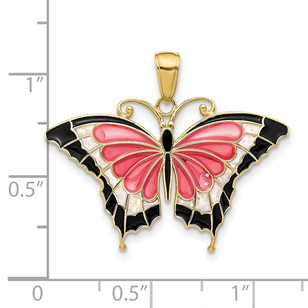 10K Yellow Gold 10K Enameled Butterfly Pendant
