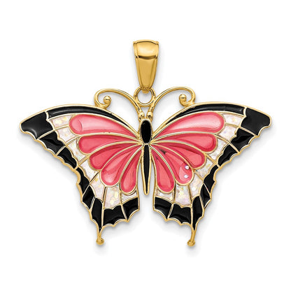 10K Yellow Gold 10K Enameled Butterfly Pendant