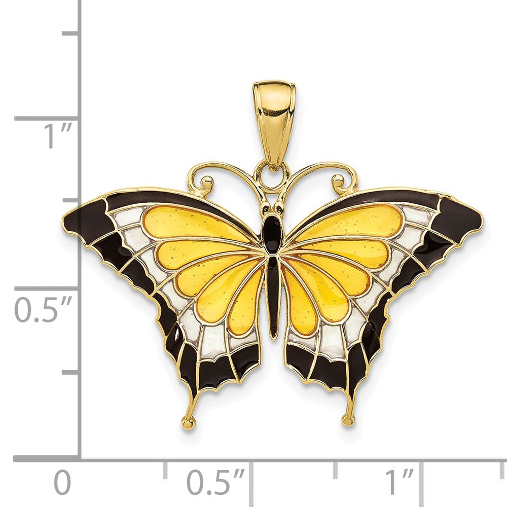 10K Yellow Gold 10K Enameled Butterfly Pendant
