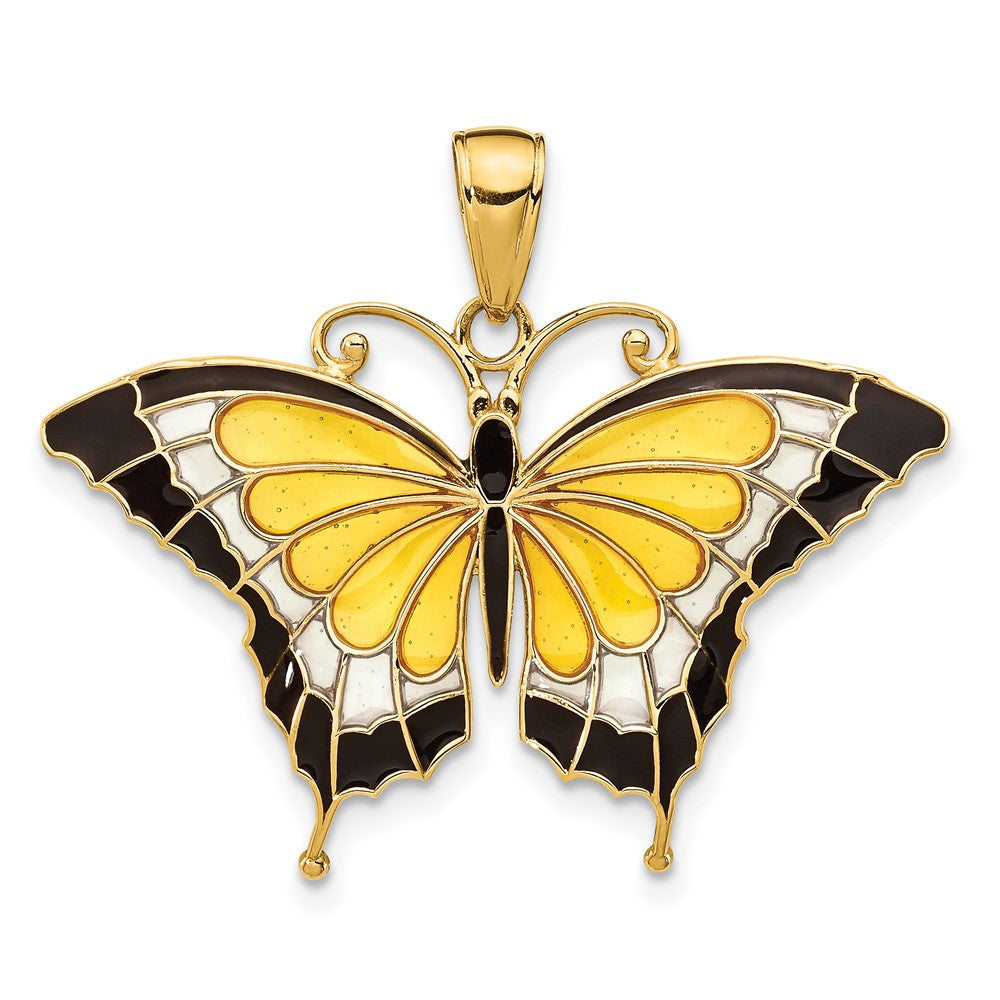 10K Yellow Gold 10K Enameled Butterfly Pendant