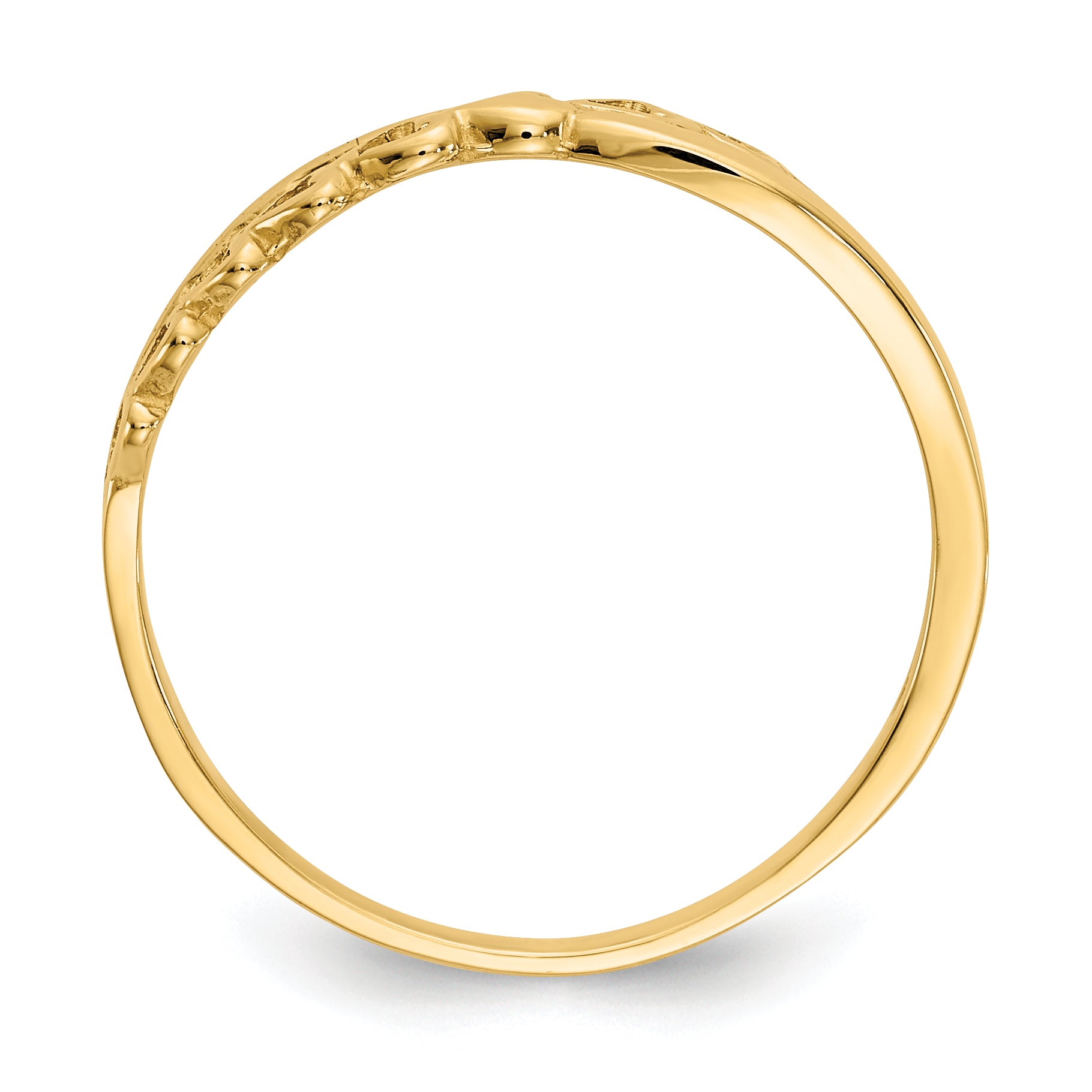 10K Yellow Gold 10K Polished Criss Cross Pattern Hearts Ring