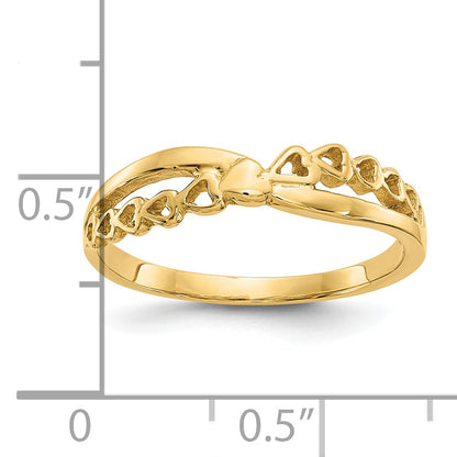 10K Yellow Gold 10K Polished Criss Cross Pattern Hearts Ring