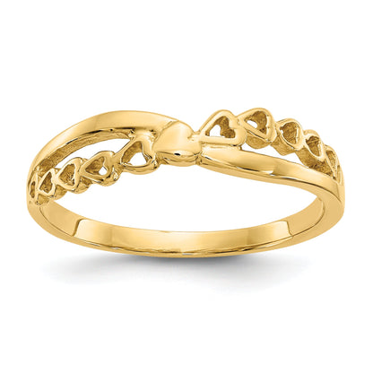 10K Yellow Gold 10K Polished Criss Cross Pattern Hearts Ring
