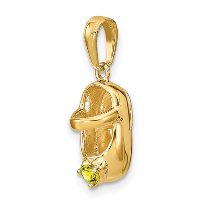 10K Yellow Gold 3-D November/Synthetic Stone Engraveable Baby Shoe Charm
