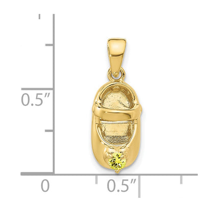 10K Yellow Gold 3-D November/Synthetic Stone Engraveable Baby Shoe Charm