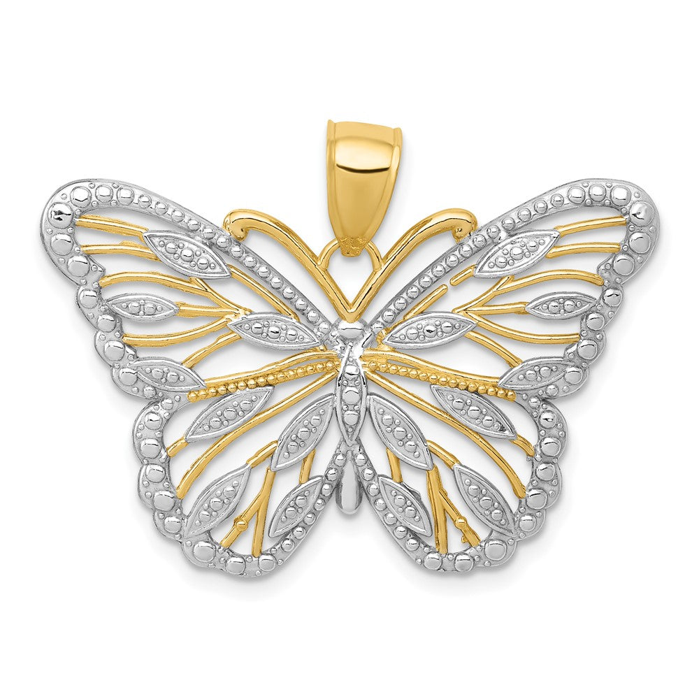 10K Yellow W/Rhodium 10K W/Rhodium Butterfly Pendant