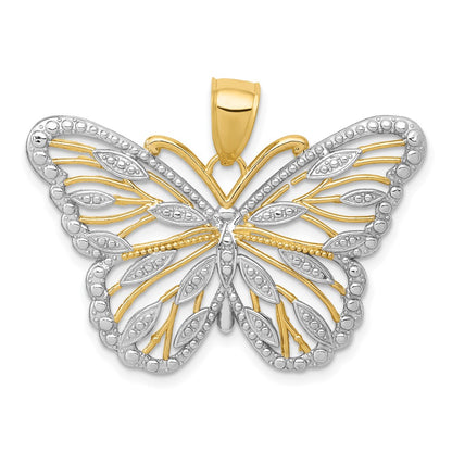 10K Yellow W/Rhodium 10K W/Rhodium Butterfly Pendant