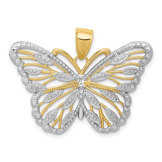 10K Yellow W/Rhodium 10K W/Rhodium Butterfly Pendant