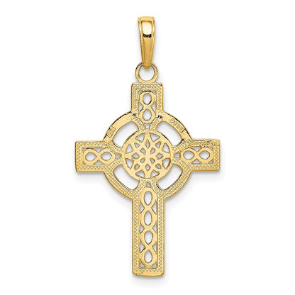 10K Yellow Gold 10K Diamond-Cut Celtic Cross Pendant