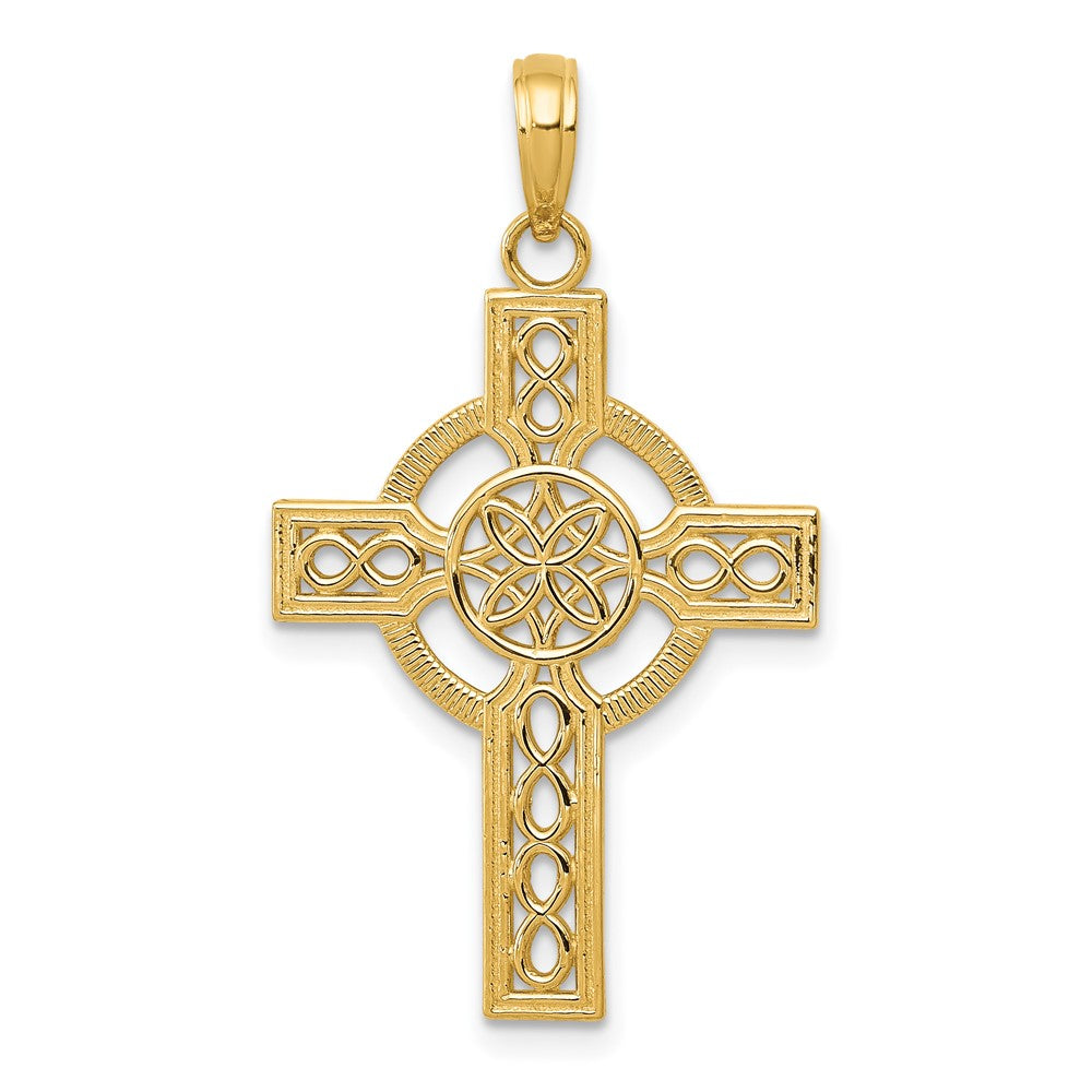 10K Yellow Gold 10K Diamond-Cut Celtic Cross Pendant