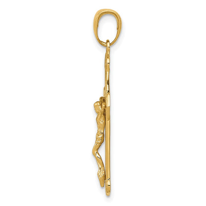 10K Yellow Gold 10K Polished Textured Crucifix Pendant