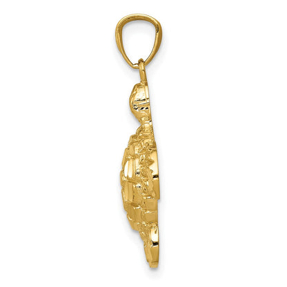 10K Yellow Gold Diamond-Cut Polished Sea Turtle Pendant
