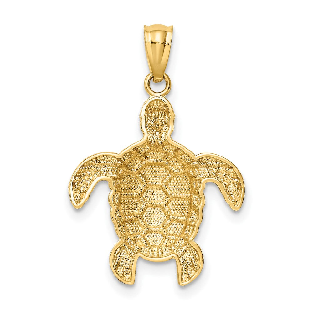 10K Yellow Gold Diamond-Cut Polished Sea Turtle Pendant