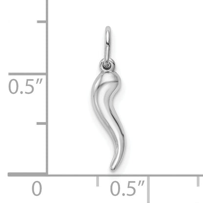 10K White Gold Hollow Italian Horn Pendant