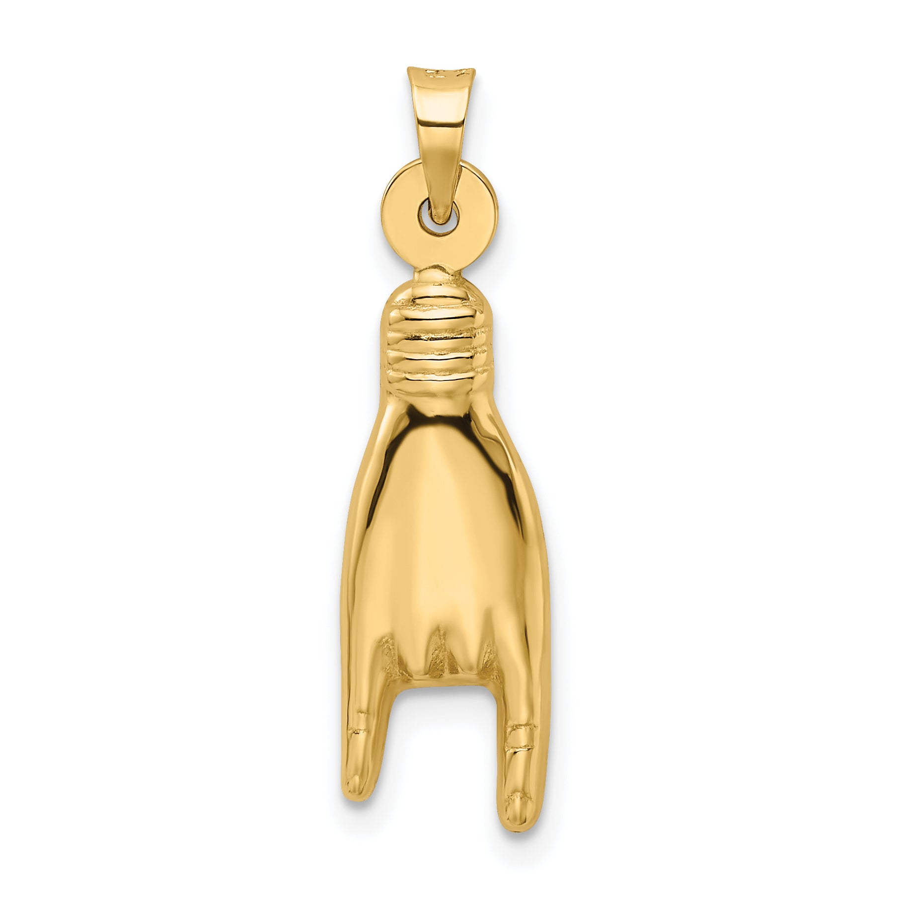 10K Yellow Gold 10K 3D Hollow Rock On Sign Charm