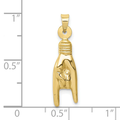 10K Yellow Gold 10K 3D Hollow Rock On Sign Charm