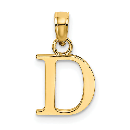 10K Yellow Gold 10K Polished D Block Initial Charm