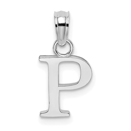 10K White Gold 10K Polished P Block Initial Charm