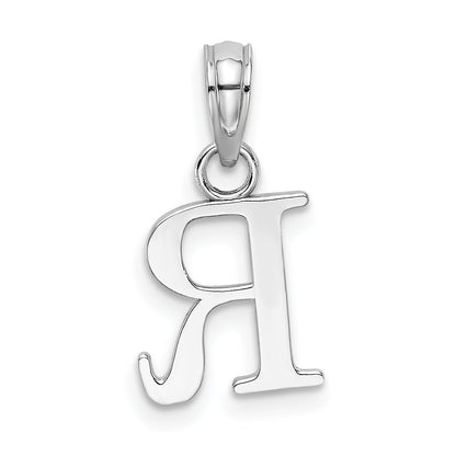10K White Gold 10K Polished R Block Initial Charm