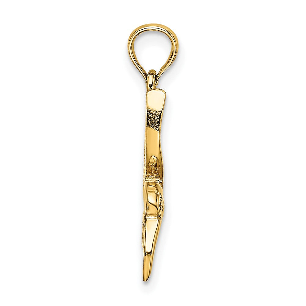 10K Yellow Gold 10K Textured Hummingbird Flying Charm