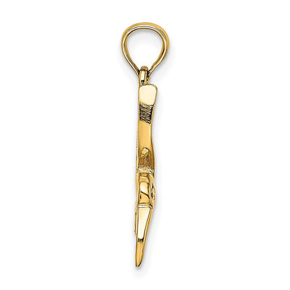 10K Yellow Gold 10K Textured Hummingbird Flying Charm