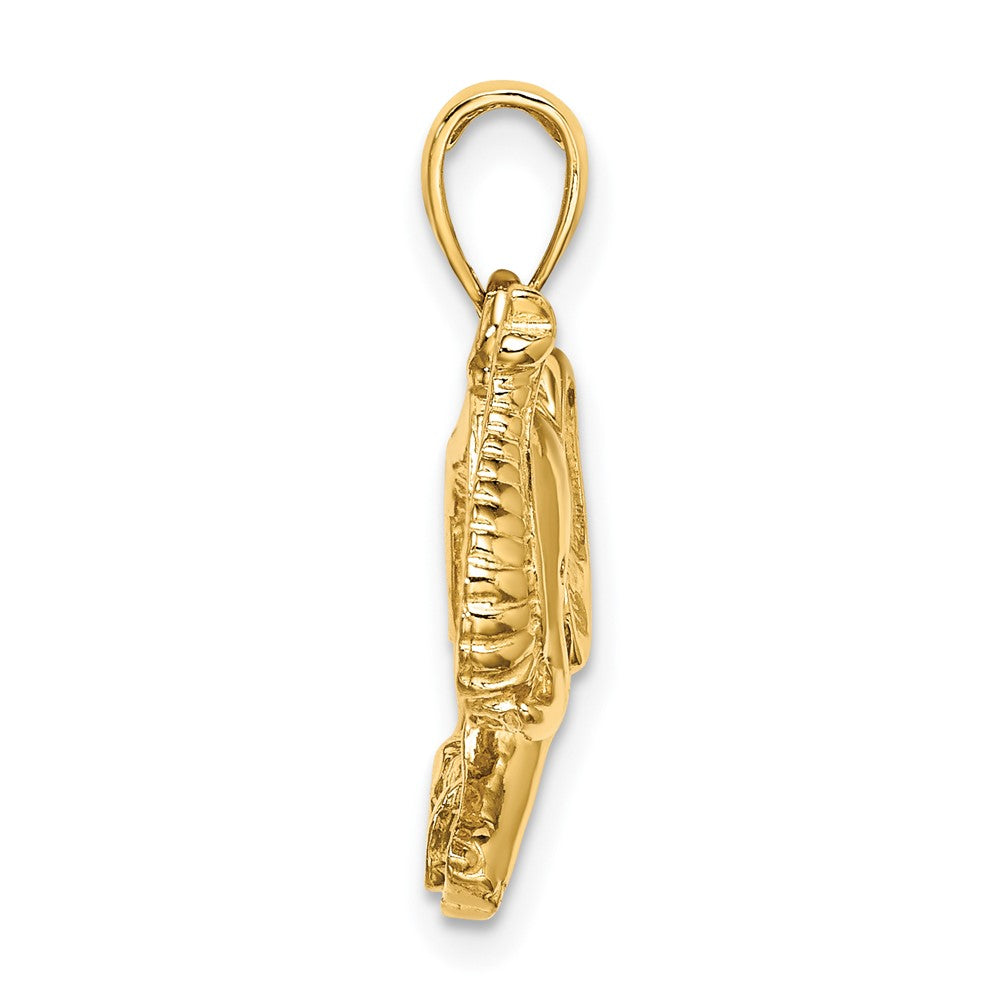 10K Yellow Gold 10K 2-D Elephant Running W/ Raised Trunk Charm