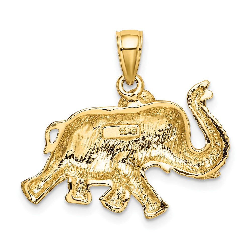 10K Yellow Gold 10K 2-D Elephant Running W/ Raised Trunk Charm