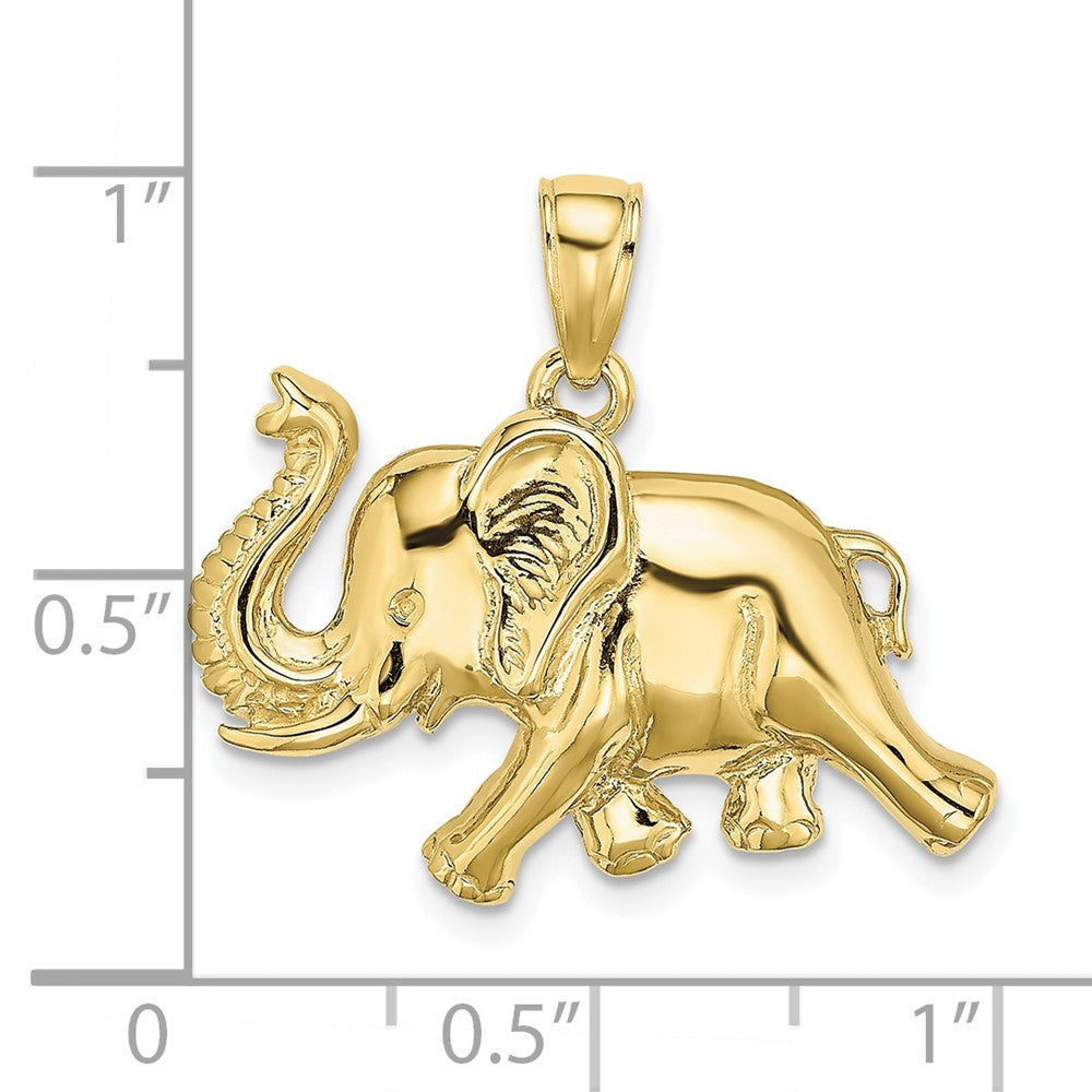 10K Yellow Gold 10K 2-D Elephant Running W/ Raised Trunk Charm