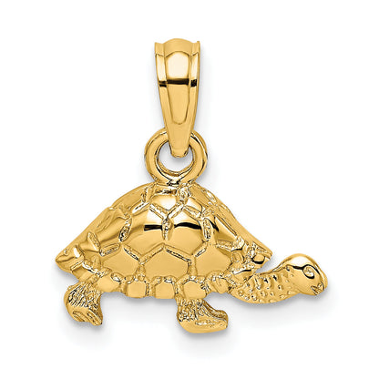 10K Yellow Gold 10K Polished And Engraved Mini Turtle Charm