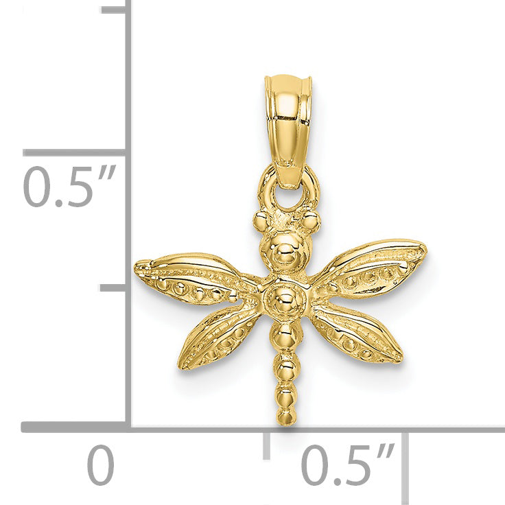 10K Yellow Gold 10K 2-D Mini Dragonfly W/Solid Wings Charm