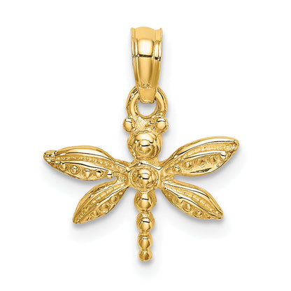 10K Yellow Gold 10K 2-D Mini Dragonfly W/Solid Wings Charm