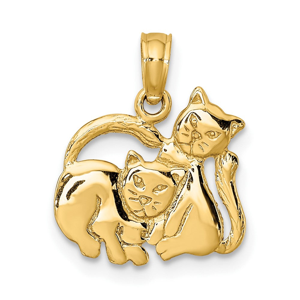 10K Yellow Gold 10K 3-D Polished Two Kittens Charm