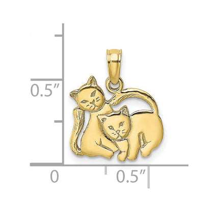 10K Yellow Gold 10K 3-D Polished Two Kittens Charm