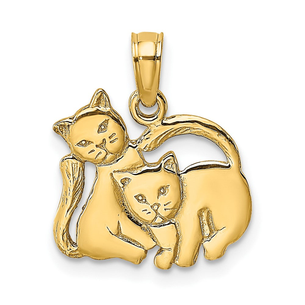 10K Yellow Gold 10K 3-D Polished Two Kittens Charm