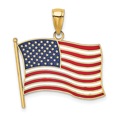 10K Yellow Gold 10K W/ Enamel American Flag Charm